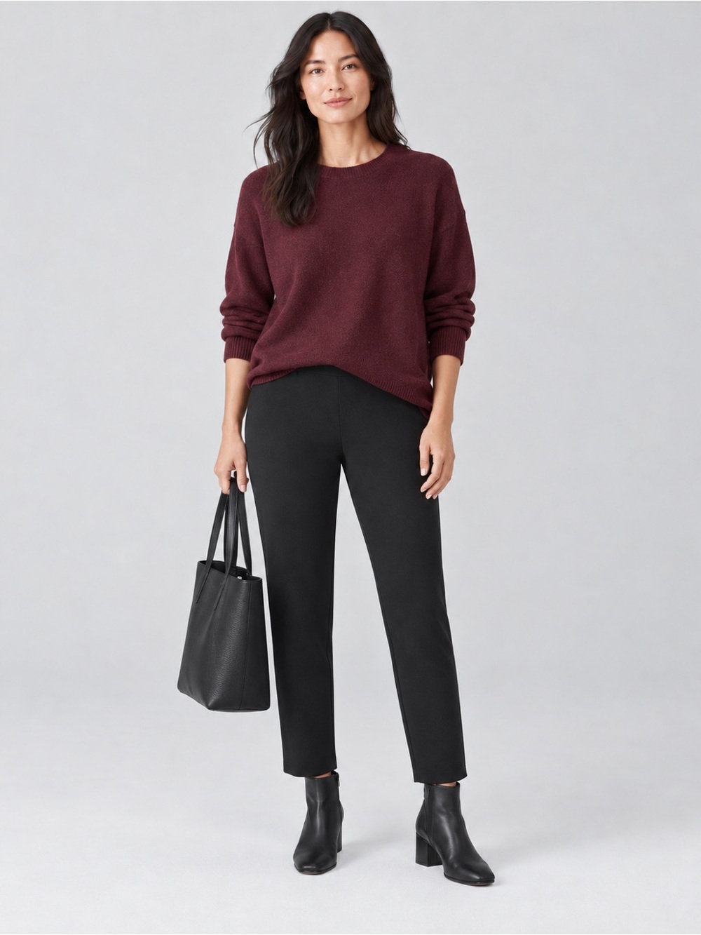 Eileen Fisher Black Ponte Knit Pull On Slim Straight Pants XL 31” Inseam